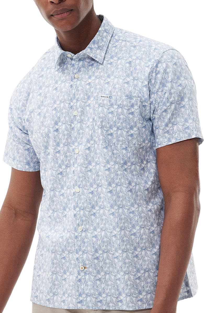 Barbour Lowick Frond Print Short Sleeve Cotton Button-Up Shirt, Main, color,