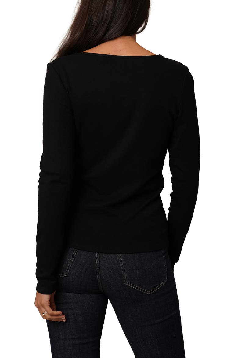 Rhinestone Chain V-Neck Top, Alternate, color, BLACK