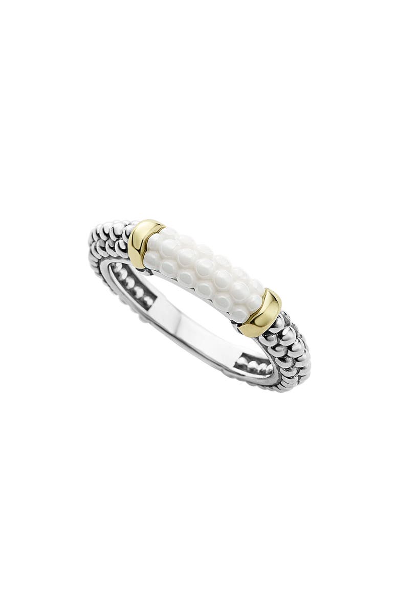 LAGOS 'Caviar' Stacking Ring, Main, color, White/ Gold