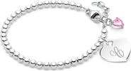 Tiny Blessings Sterling Silver 3mm Beads & Engraved Initial 5.25" Bracelet