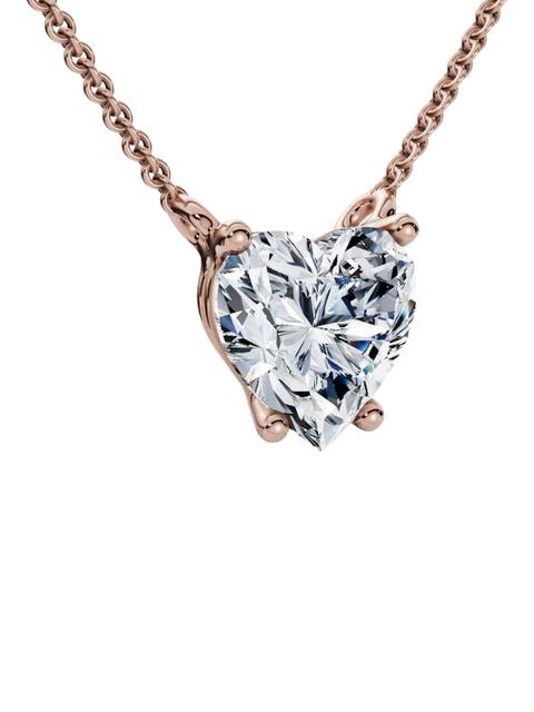 1Ct Heart Shape Diamond Solitaire Diamond Pendant 14k Gold Necklace Lab Grown