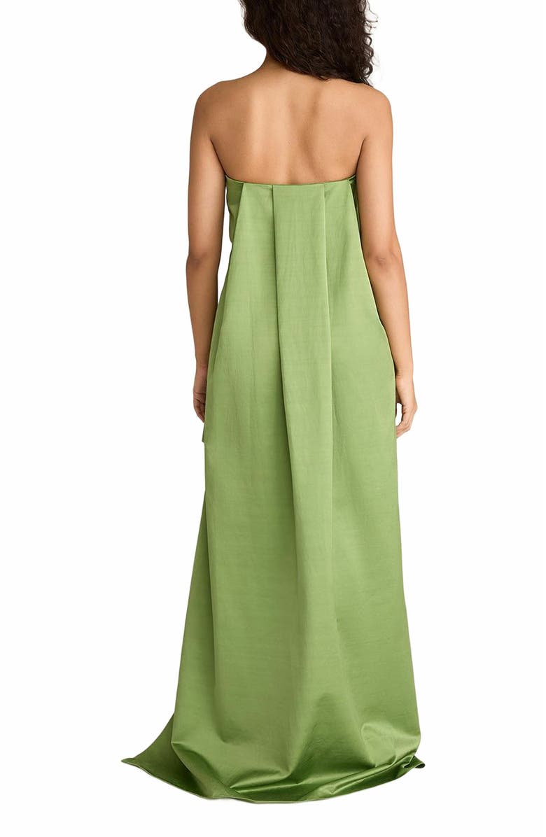 Rebecca Taylor Slub Sateen Mini Dress with Train, Alternate, color, Fern