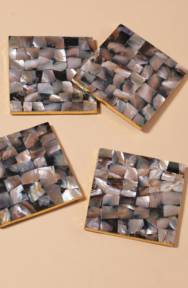 Tiramisu Set of 4 Mother of Pearl Resin Coasters, Alternate, color,