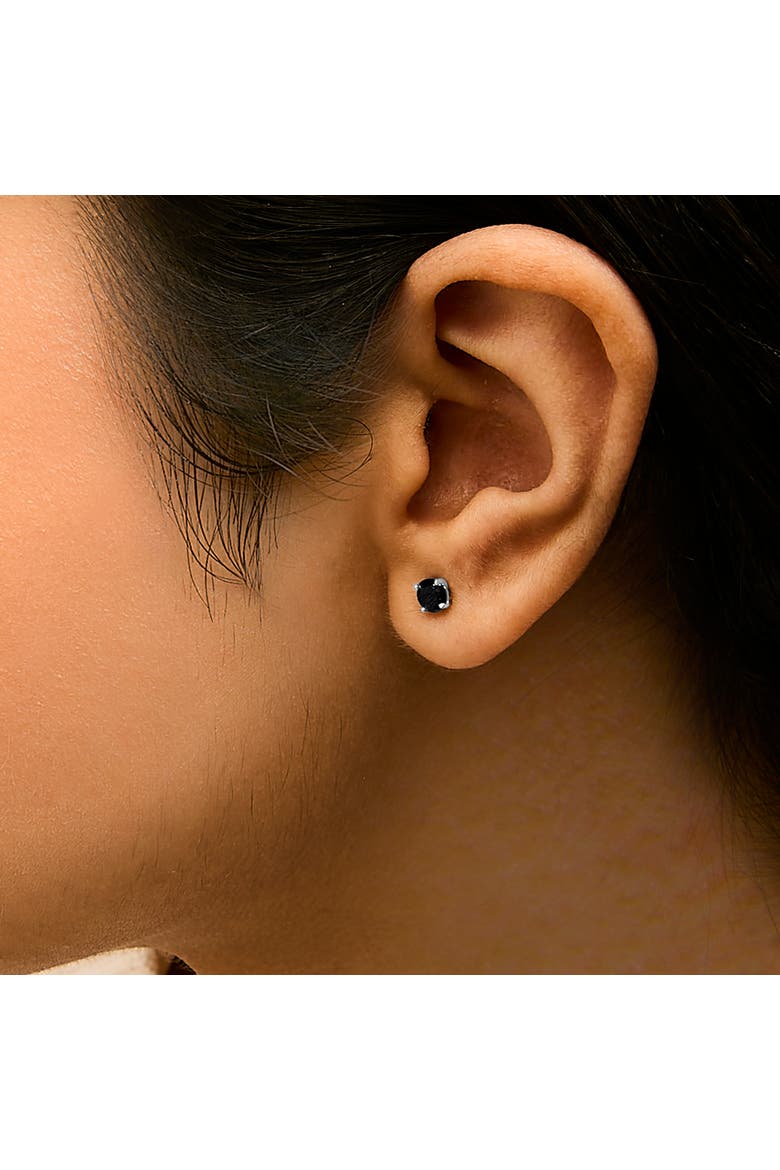 .925 Sterling Silver 3/4 Cttw Black Diamond Solitaire Stud Earrings, Alternate, color, Silver