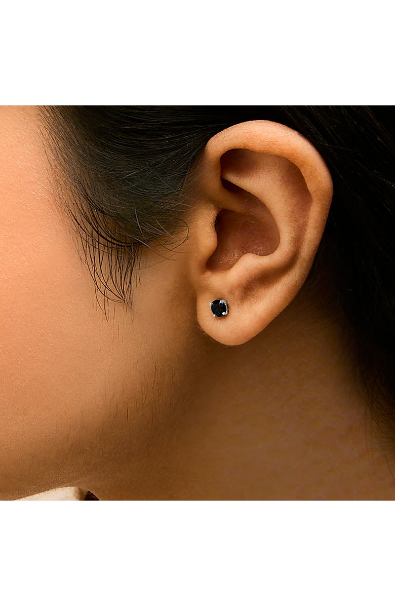 Haus of Brilliance .925 Sterling Silver 3/4 Cttw Black Diamond Solitaire Stud Earrings, Alternate, color, Silver