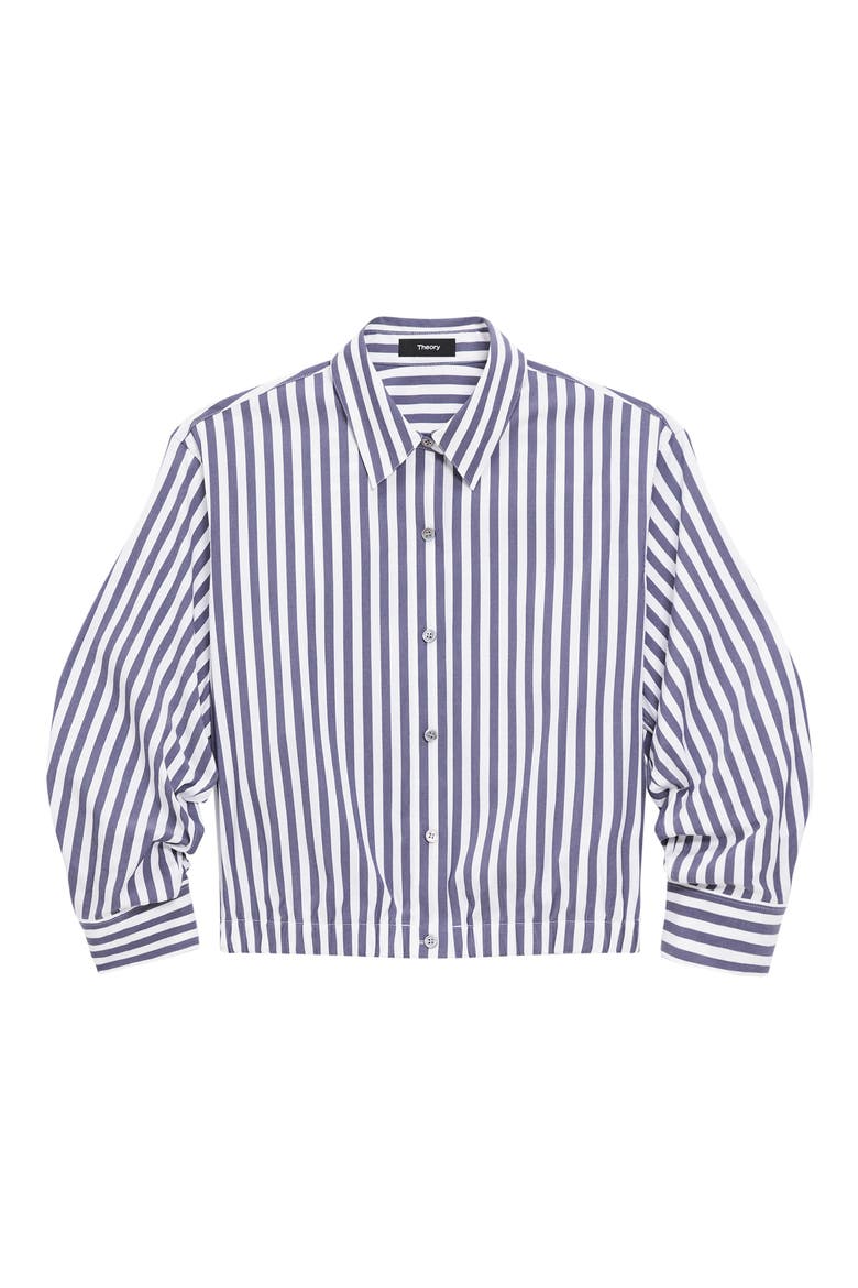 Stripe Crop Woven Shirt, Alternate, color, BLUE MULTI