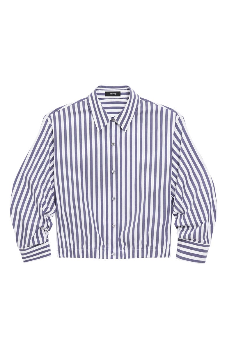 Theory Stripe Crop Woven Shirt, Alternate, color, Blue Multi