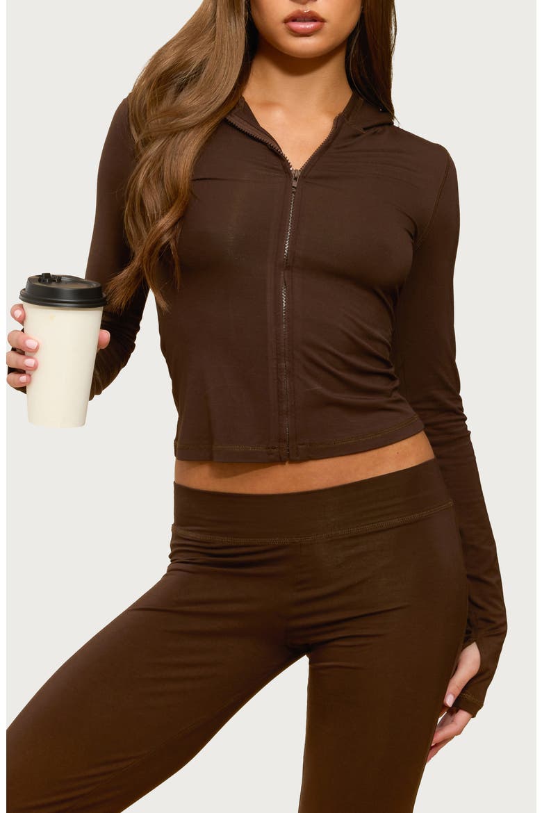 Callan Crop Zip Hoodie, Main, color, BROWN