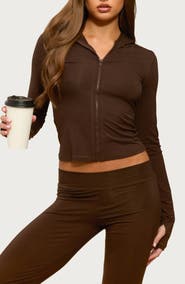EDIKTED Callan Crop Zip Hoodie