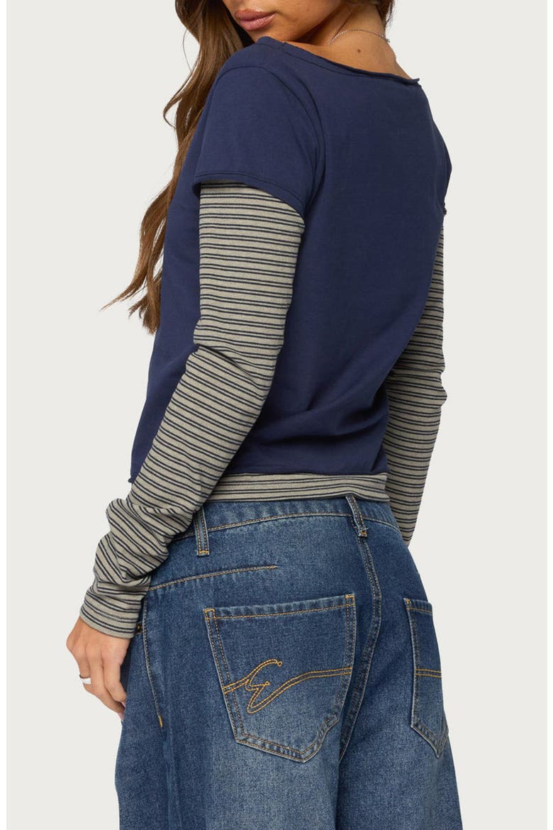 Layered Striped Long Sleeve T-Shirt, Alternate, color, NAVY