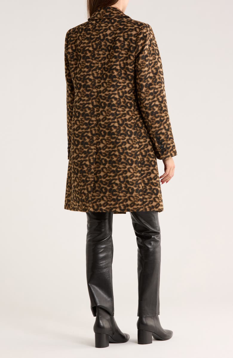 Michael Kors Single Breasted Wool Blend Coat, Alternate, color, Leopard