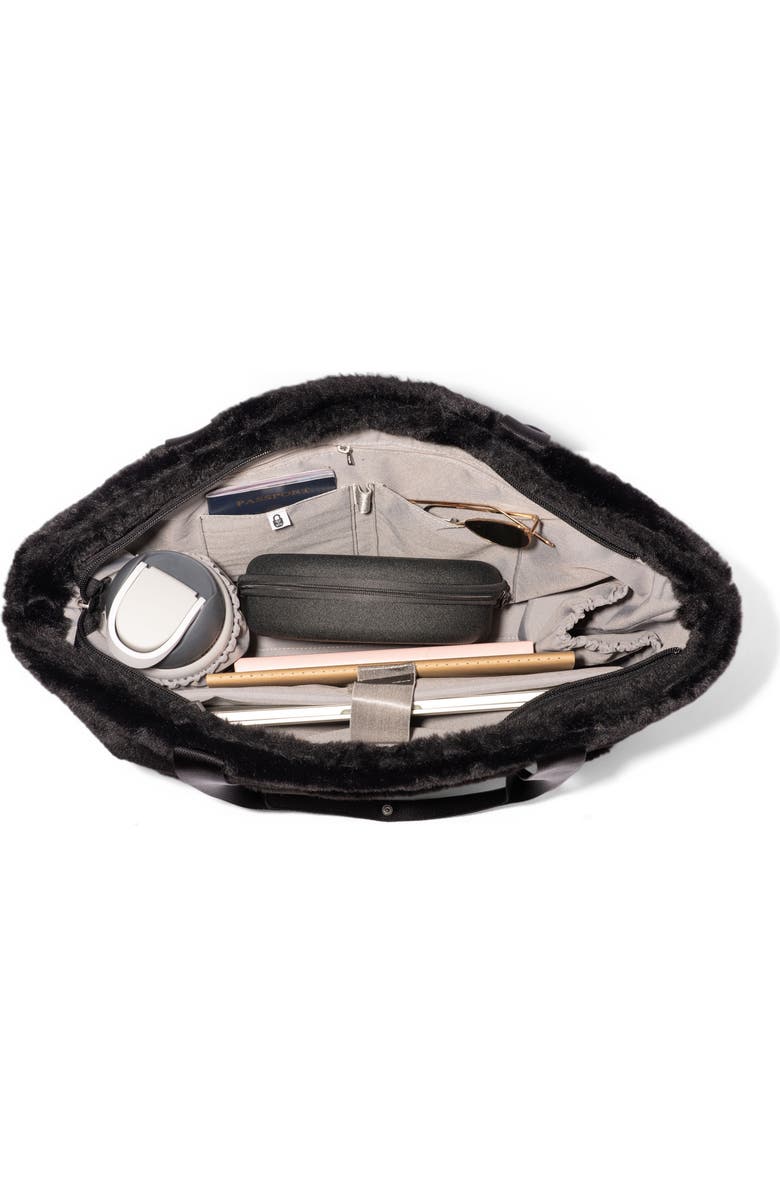 BAGGALLINI Modern Via Tote Bag, Alternate, color, Black Faux Fur