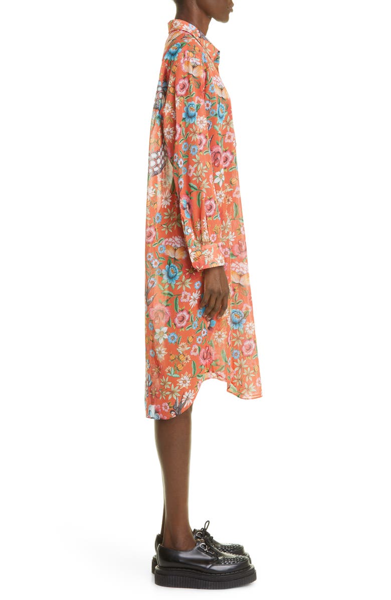 Junya Watanabe Print Long Sleeve Cotton Voile Shirtdress, Alternate, color,