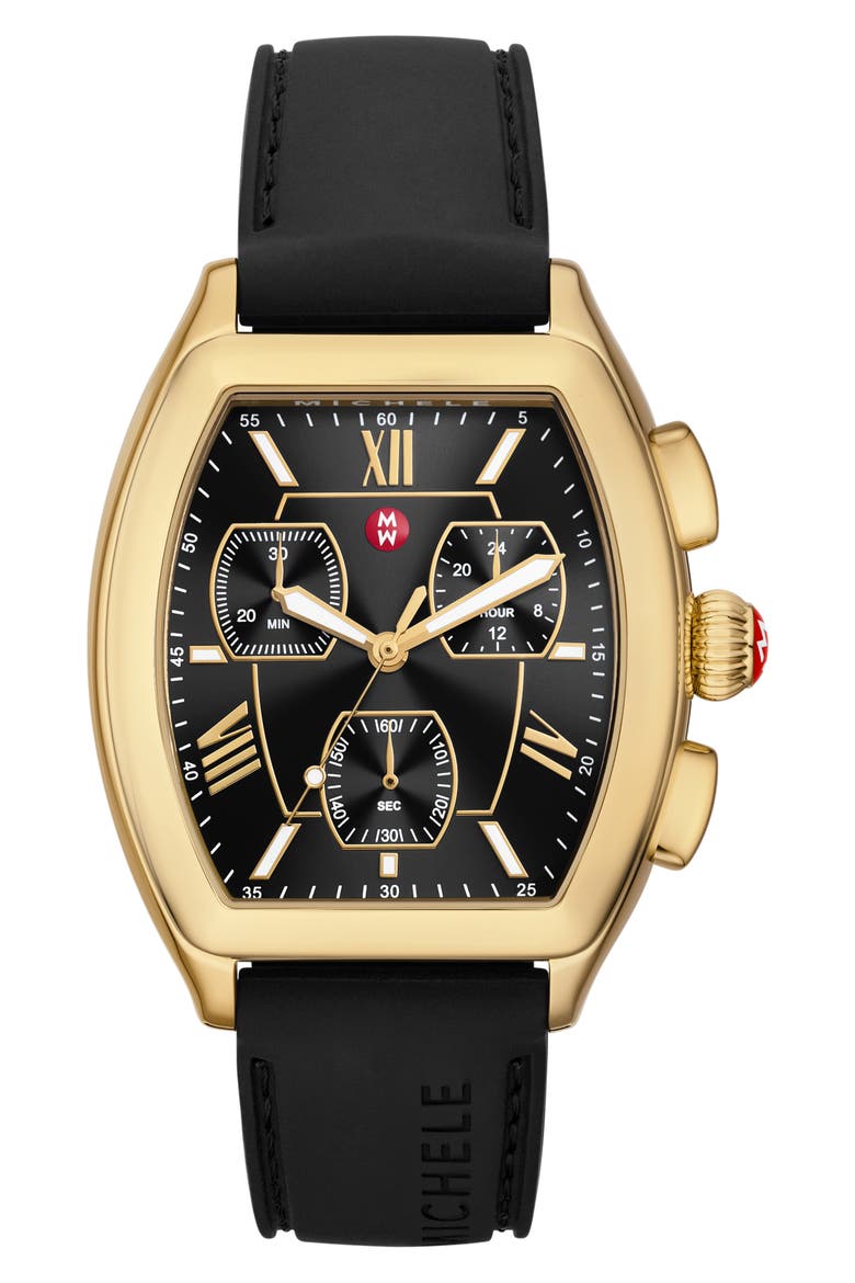 Releve Sport Silicone Strap Watch, 45mm, Main, color, GOLD