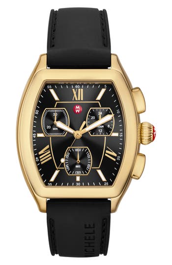 Michele Releve Sport Silicone Strap Watch, 45mm In Gold