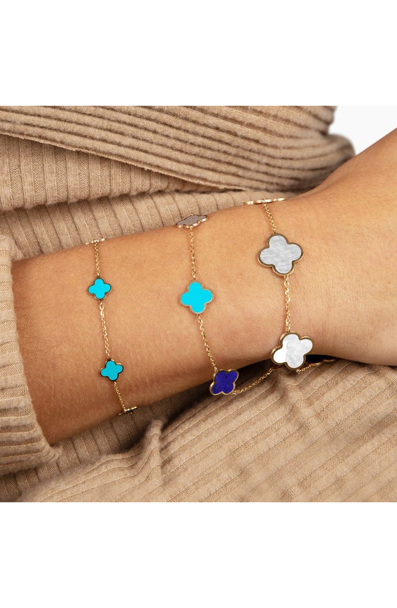 The Lovery Fine Jewelry Small Blue Mixed Clover Bracelet, Alternate, color, Blue Mixed