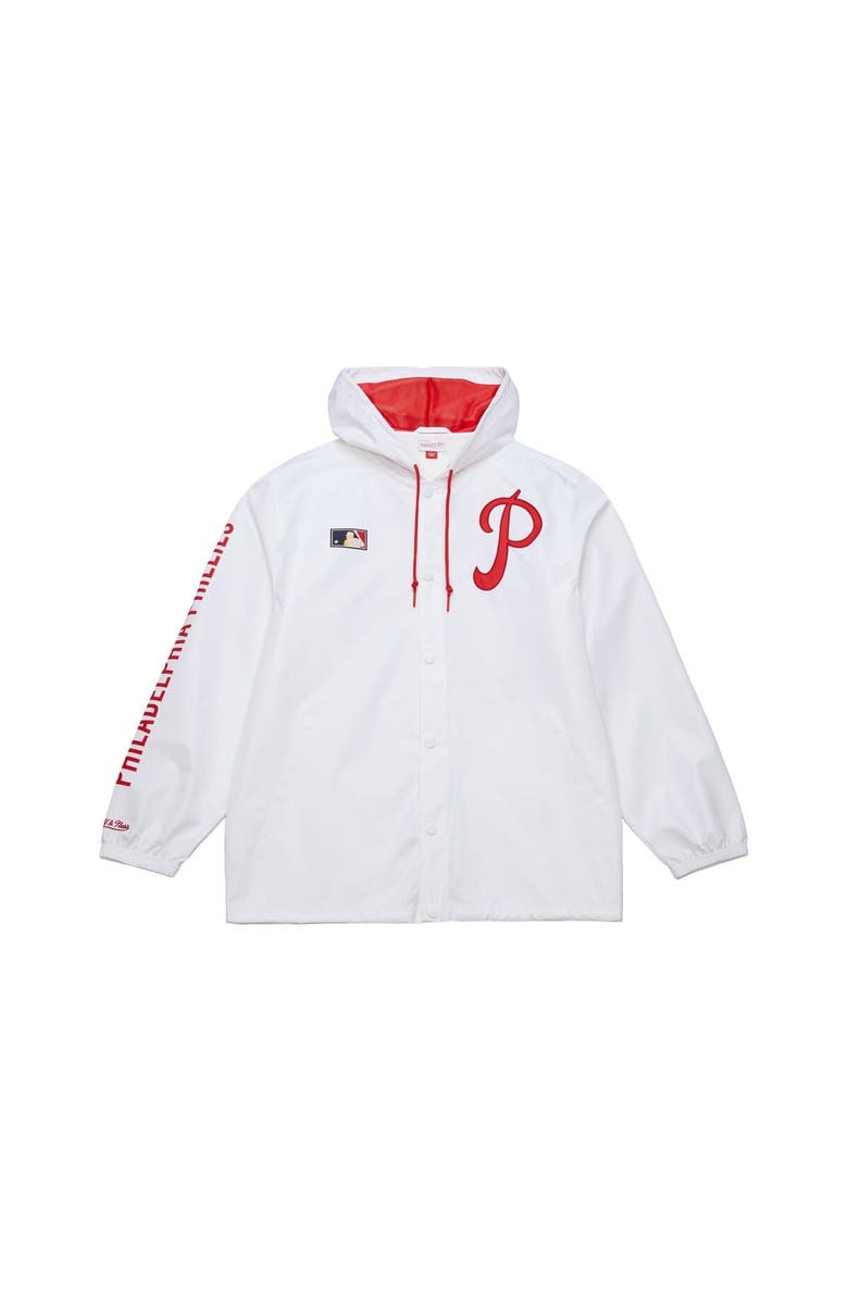 Mitchell & Ness Men's Mitchell & Ness White Philadelphia Phillies Vintage Full-Snap Hooded Coaches Jacket, Alternate, color, 