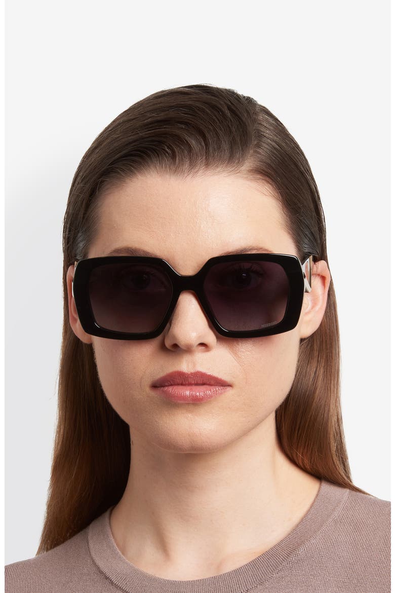 55mm Gradient Rectangular Sunglasses, Alternate, color, BLACK/ DARK GREY SF