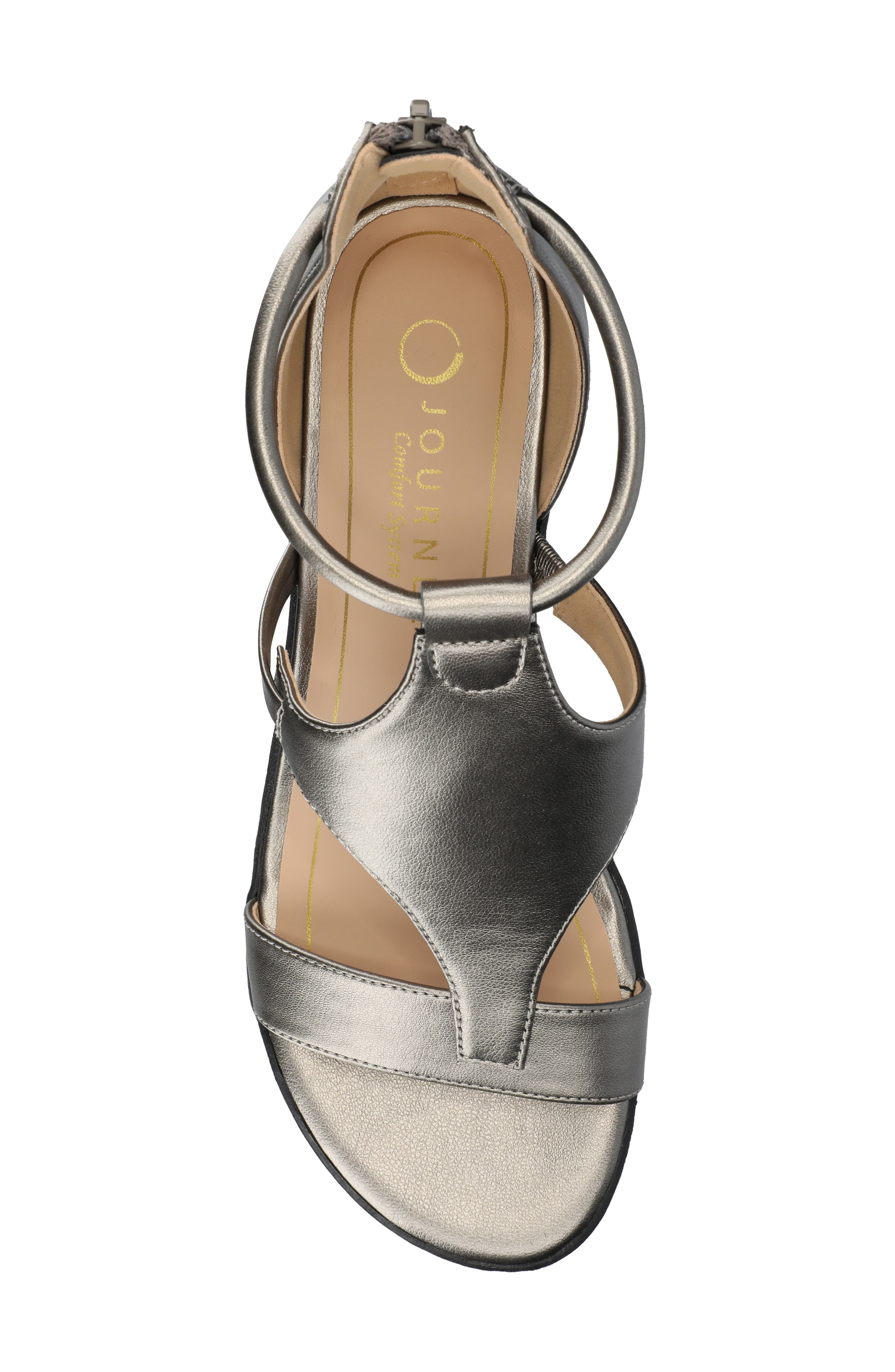 JOURNEE Trayle Wedge Sandal, Alternate, color, PEWTER