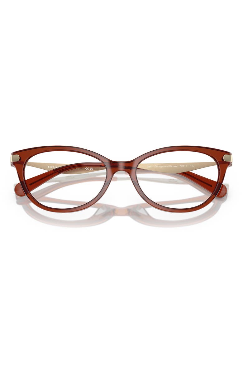 COACH 52mm Pillow Optical Glasses, Alternate, color, Transparent Brown / Demo Lens
