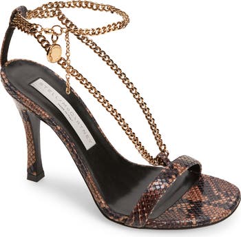 【Stella McCartney】Skyla reptile print★関税込み Stella McCartney Reptile Print Chain Strap Sandal (Women