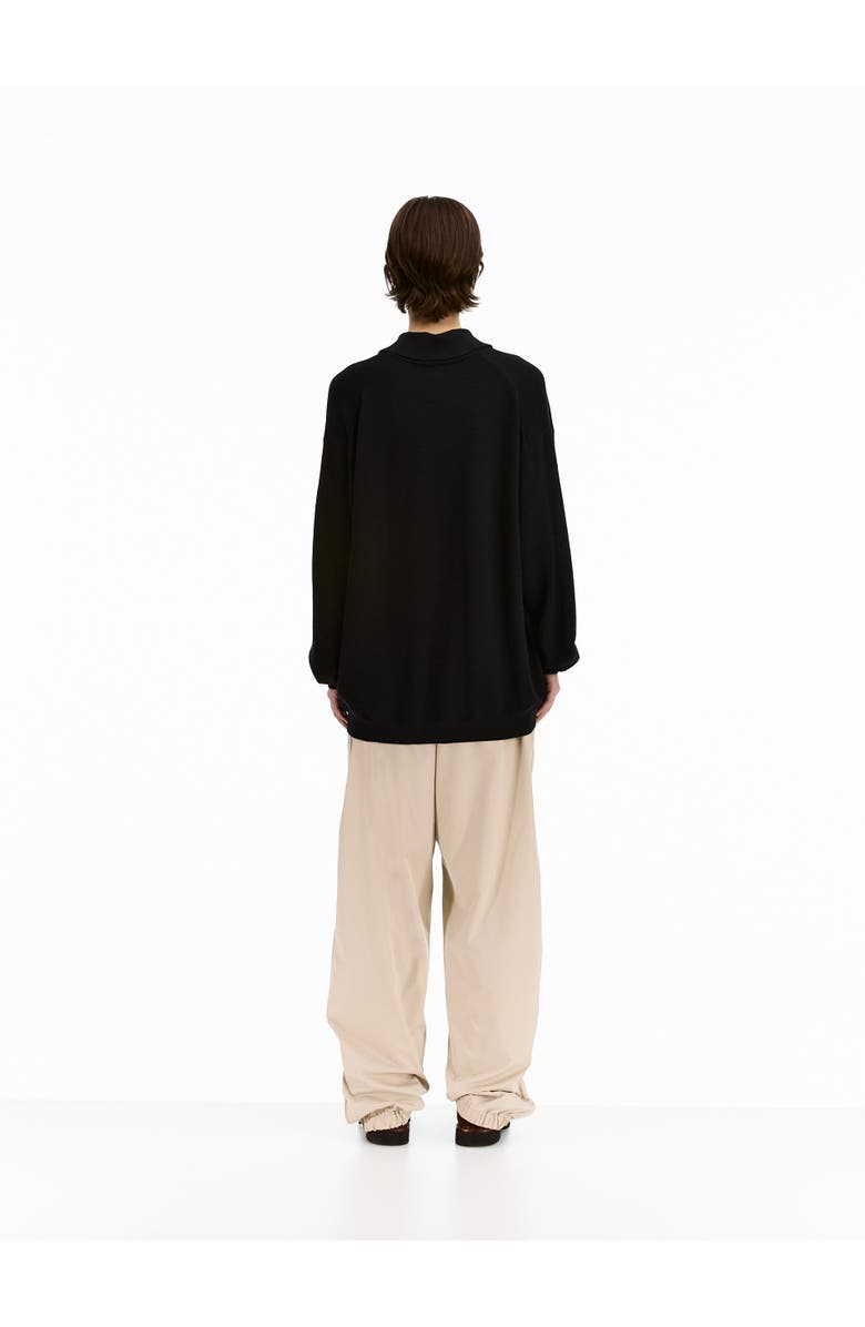 vowels Lightweight Knit Polo Sweater, Alternate, color, Black