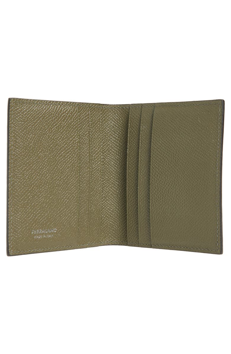 FERRAGAMO Micro Gancio Leather Tall Bifold Wallet, Alternate, color, Spruzzatura New Olive Nero
