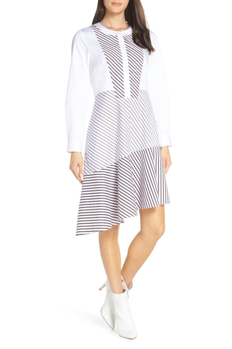 Asymmetrical Shirtdress, Main, color, BLACK- NAVY