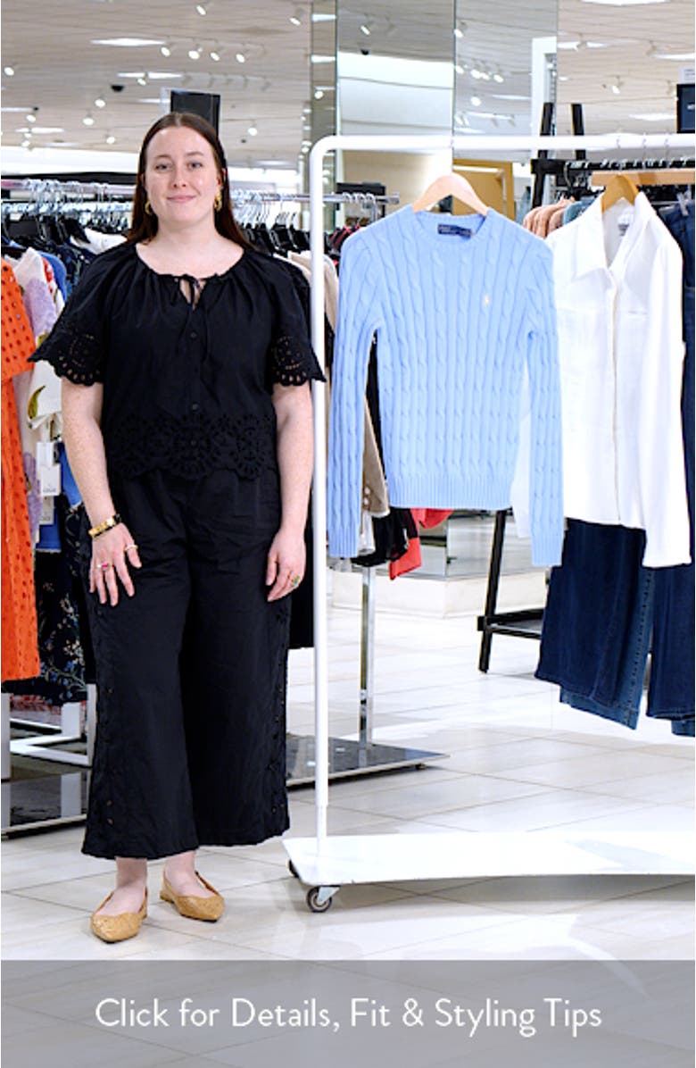 Cable Stitch Cotton Crewneck Sweater, sales video thumbnail