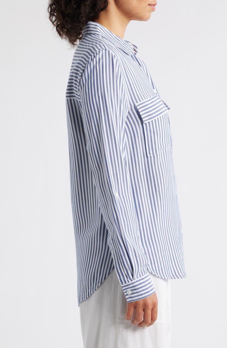 beachlunchlounge Farrah Stripe Button-Up Shirt, Alternate, color, Majestic Blue