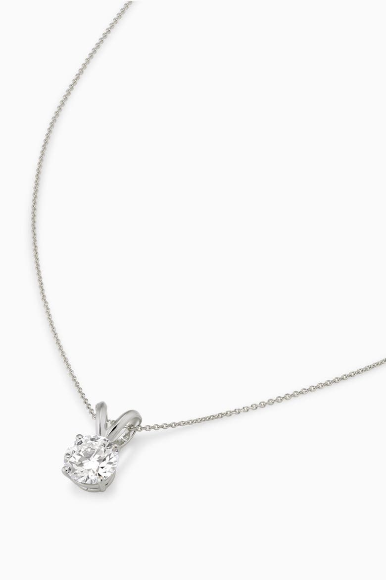 14K Solid Gold Luminous 1 Carat Lab Diamond Classic Solitaire Necklace, Alternate, color, White Gold, Lab Diamonds