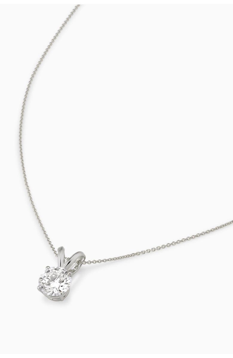 Oradina 14K Solid Gold Luminous 1 Carat Lab Diamond Classic Solitaire Necklace, Alternate, color, White Gold, Lab Diamonds