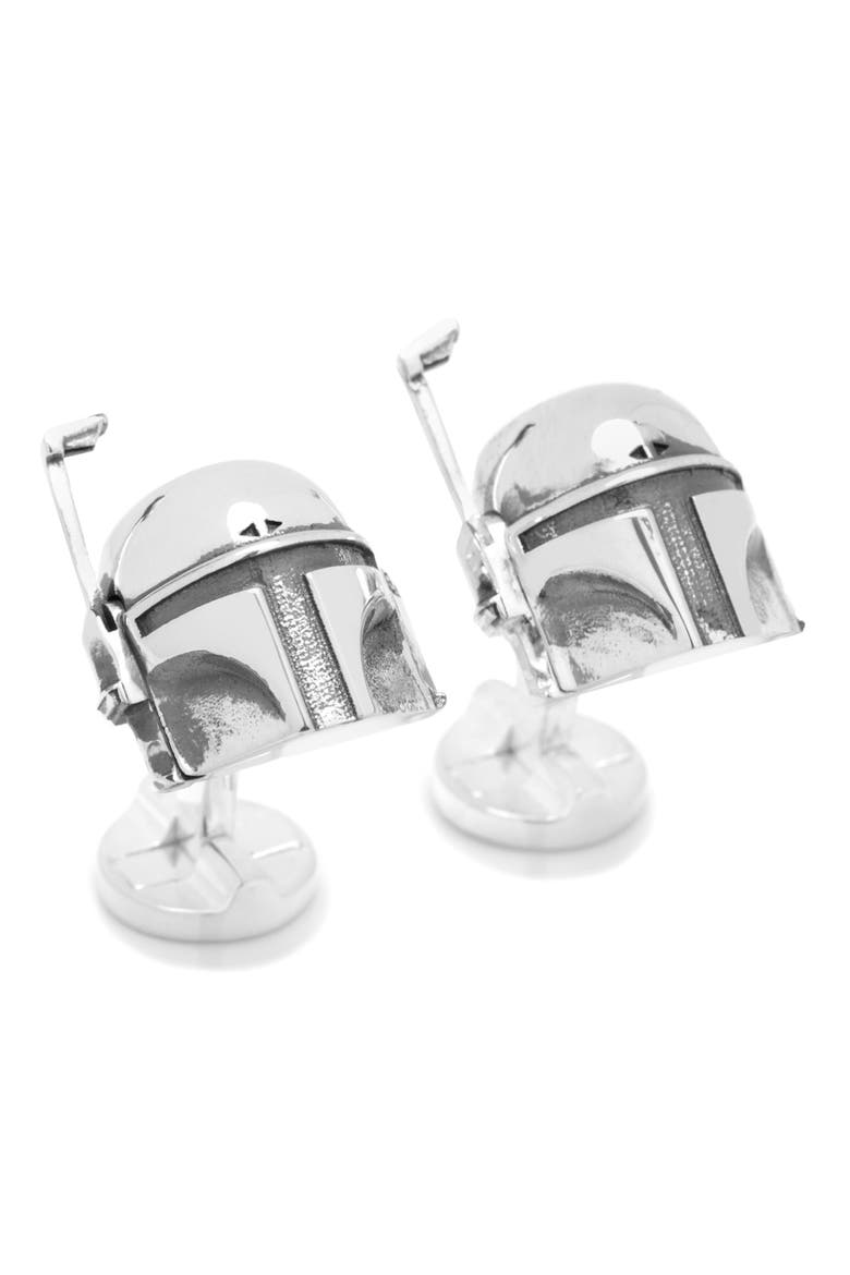 3D Boba Fett Cuff Links, Main, color, SILVER