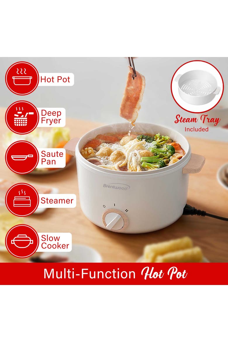 3 Liter Multi-Function Electric Hot Pot Cooker in White, Alternate, color, White