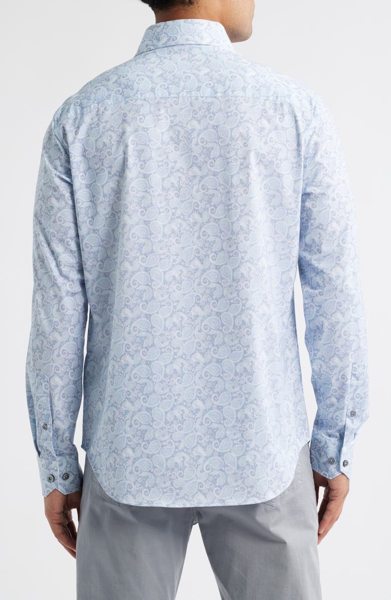 Bugatchi OoohCotton<sup>®</sup> Devon Paisley Print Button-Up Shirt, Alternate, color, Lilac