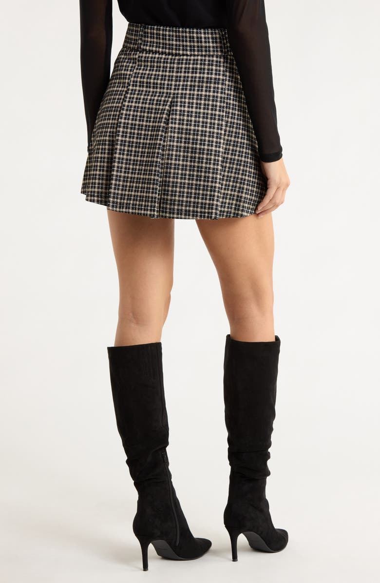 Sanctuary Check Pleated Skirt, Alternate, color, Oatmilk Beige