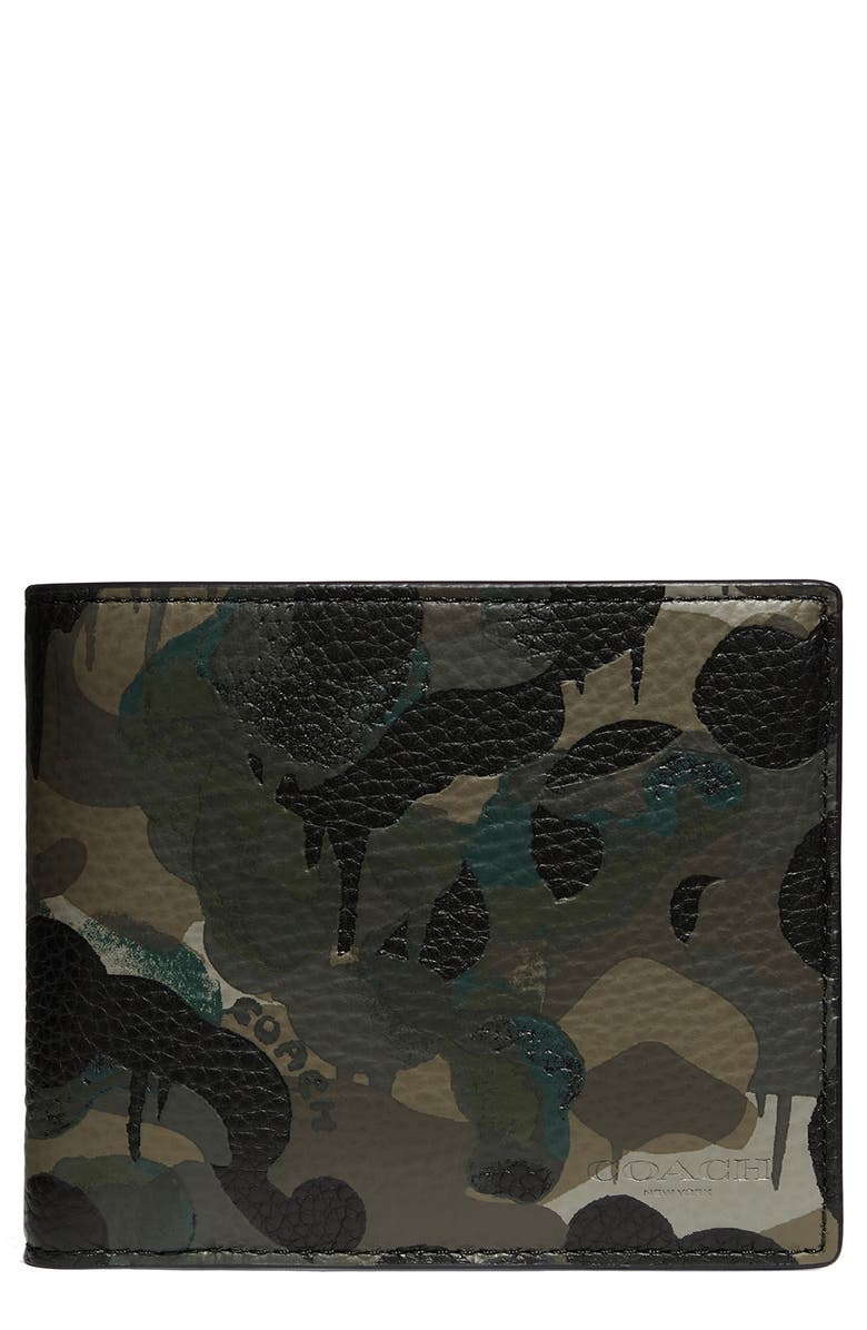 COACH 3-in-1 Camo Print Leather Wallet, Main, color, 