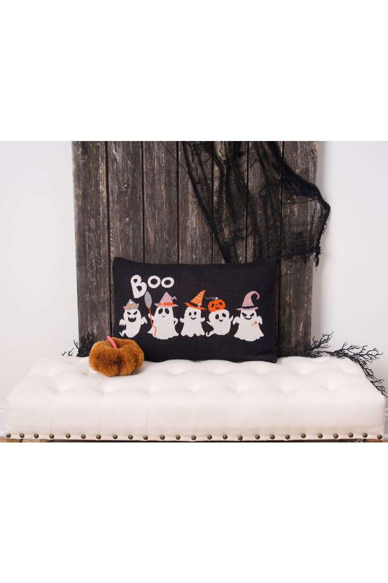 Halloween Ghosts "Boo" Cotton Blend Halloween Accent Throw Pillow 16" x 24", Alternate, color, Black