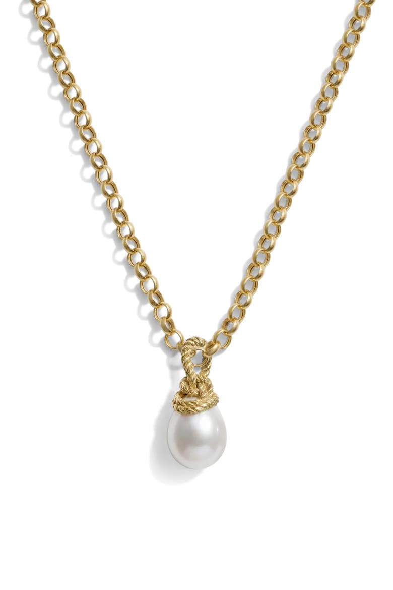 Adorned Genuine Freshwater Pearl Pendant Necklace, Main, color, METALLIC GOLD