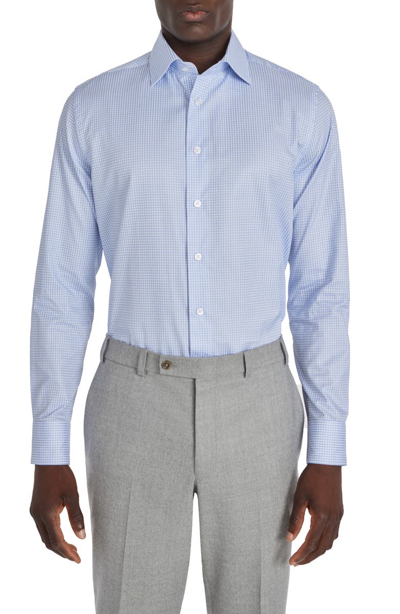Jack Victor Arsenio Windowpane Cotton Twill Dress Shirt, Main, color, 