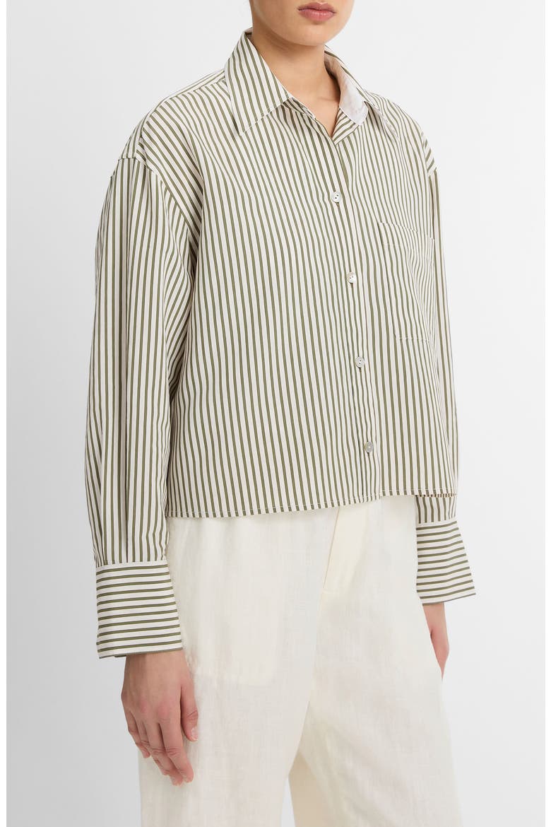 Till Stripe Crop Shirt, Alternate, color, HERBARIA/OFF WHITE