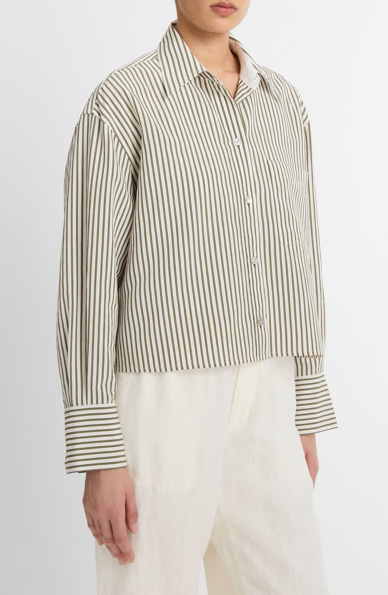 Vince Till Stripe Crop Shirt, Alternate, color, Herbaria/Off White