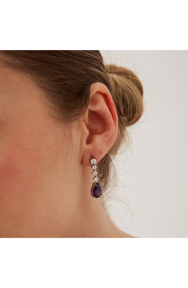 Spero London Pear Shape Amethyst Sterling Silver Drop Earrings, Alternate, color, Purple