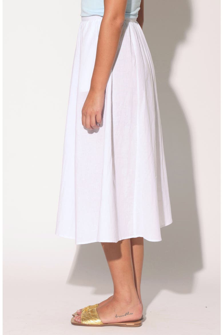 Sharon Cotton & Linen Midi Skirt, Alternate, color, WHITE