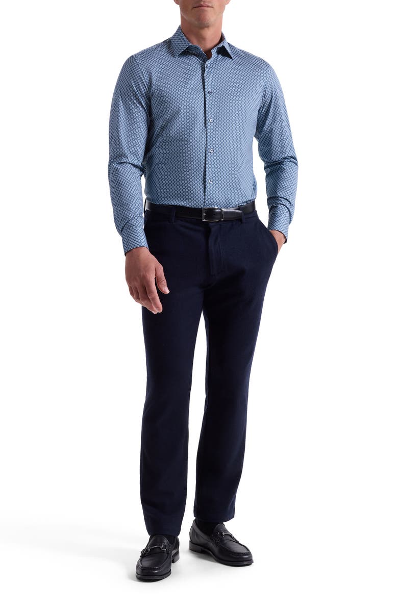 Bugatchi Jules OoohCotton<sup>®</sup> Geo Print Button-Up Shirt, Alternate, color, Teal