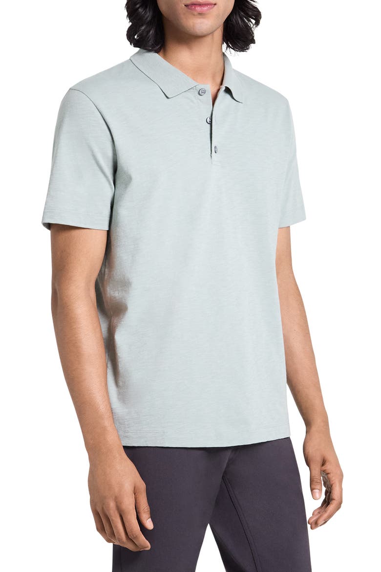 Bron in Cosmos Slub Cotton Polo Shirt, Alternate, color, WILLOW GREEN - UGT