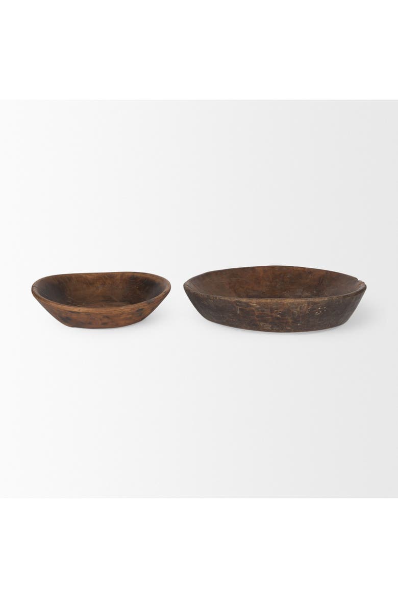Nikita Set of 2 Reclaimed Wood Bowls, Alternate, color, Brown