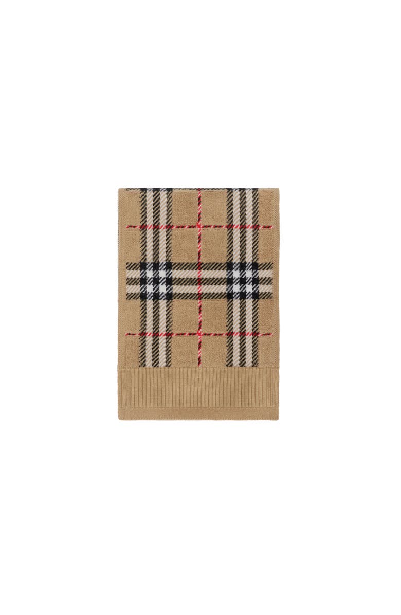 Burberry Check Wool Scarf, Alternate, color, Sand Beige