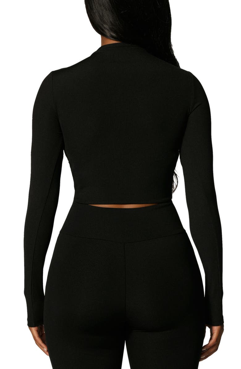 Naked Wardrobe Ribbed Long Sleeve Crop Top, Alternate, color, 