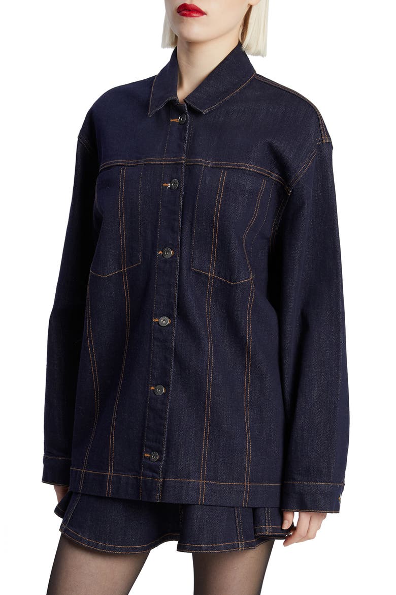 Keely Oversize Denim Jacket, Alternate, color, DARK